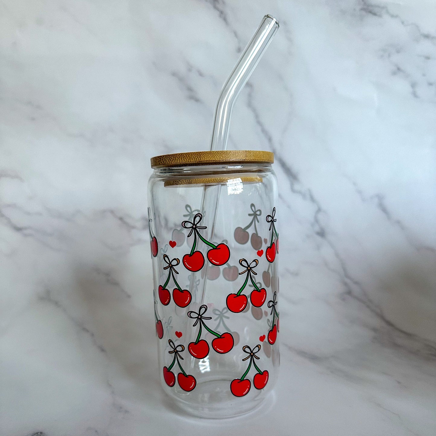 IN LOVE WITH CHERRIES glass cup