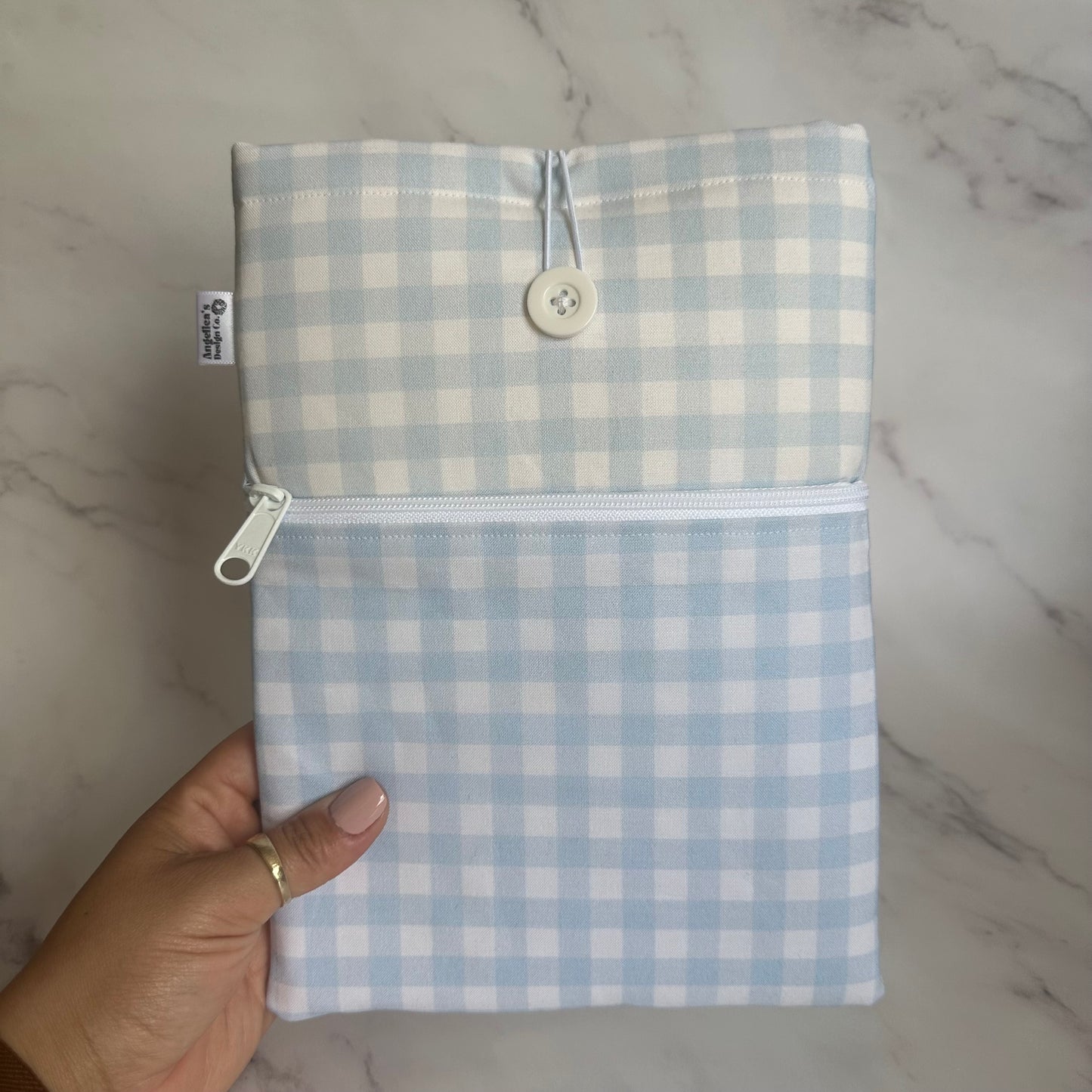 BLUE GINGHAM book sleeve