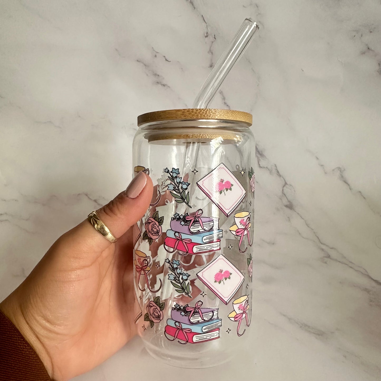 TEA WITH THE TON glass can cup