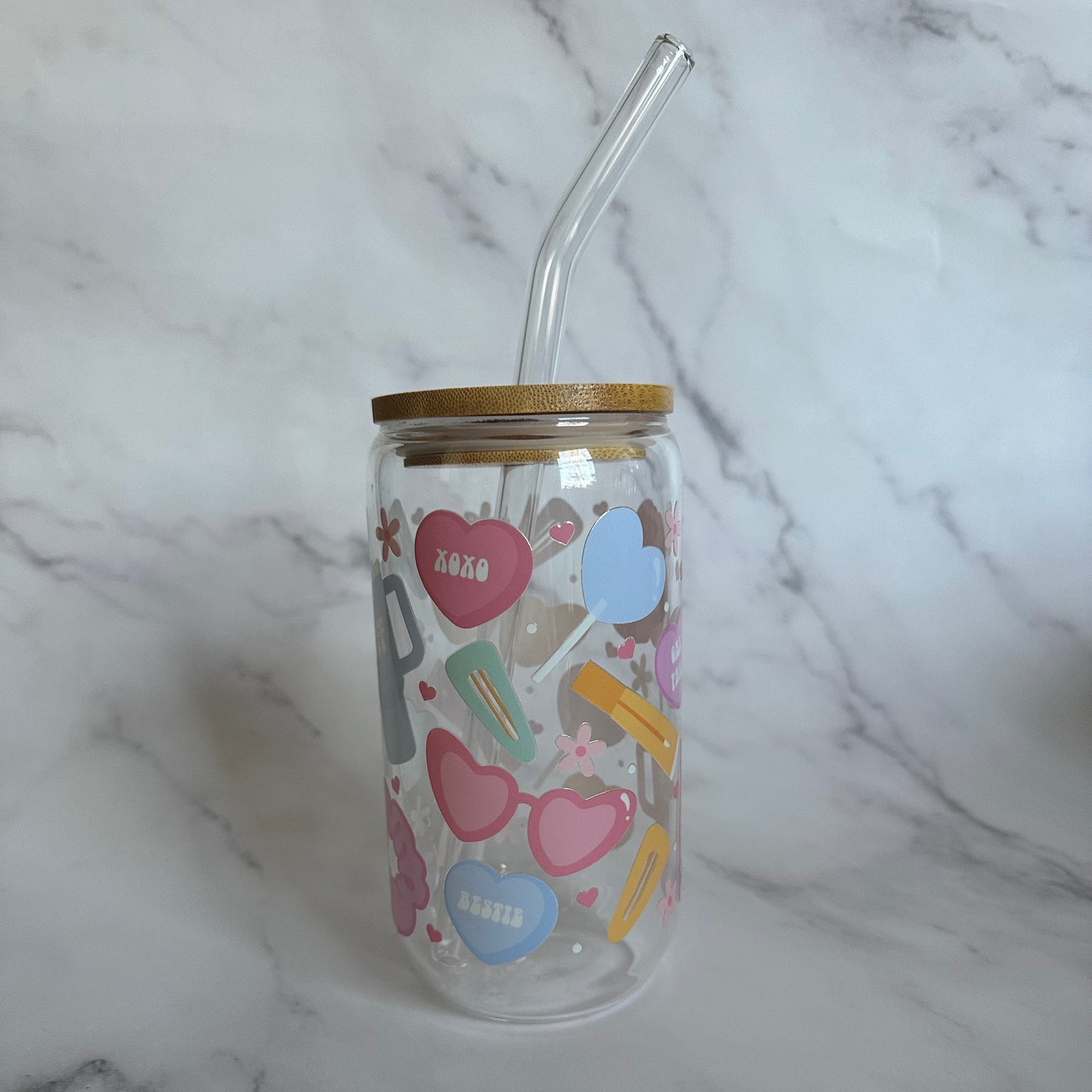 GALENTINE'S GIRLIE glass can cup
