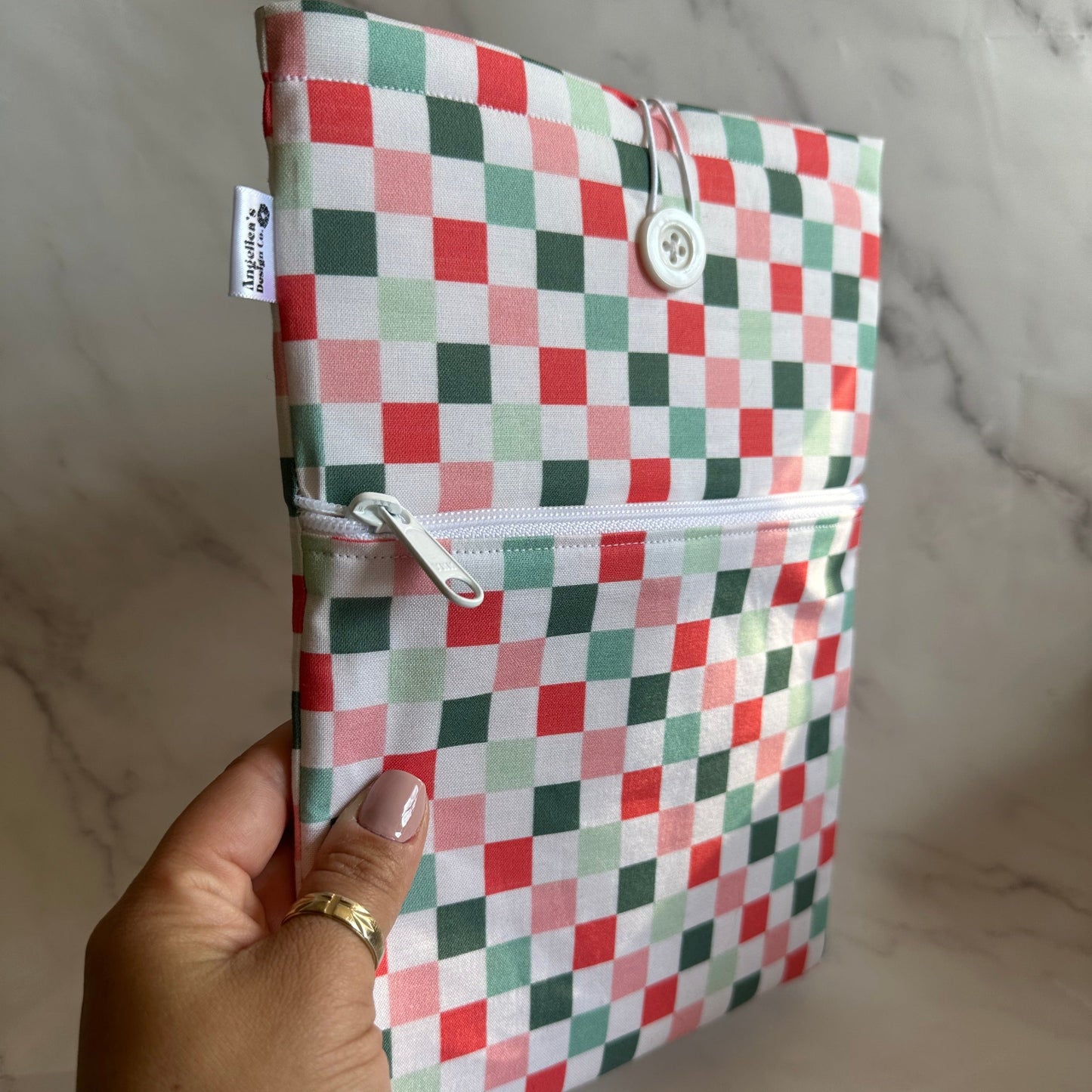 CHRISTMAS CHECKERED book sleeve