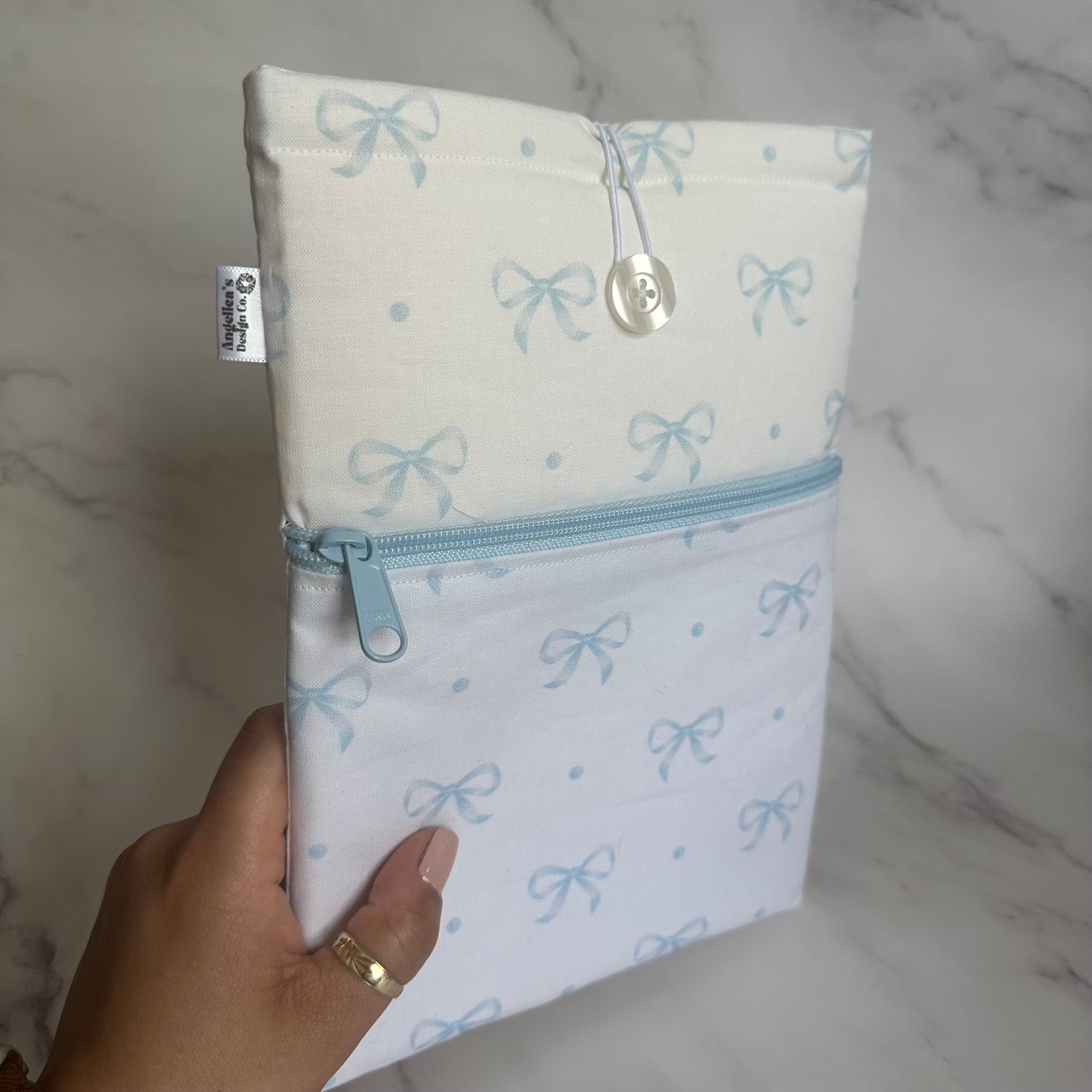 BABY BLUE BOWS book sleeve