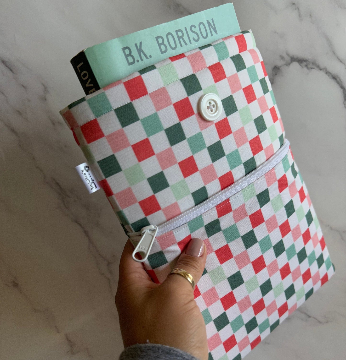 CHRISTMAS CHECKERED book sleeve